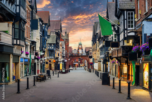 Historical Chester Old town center, England