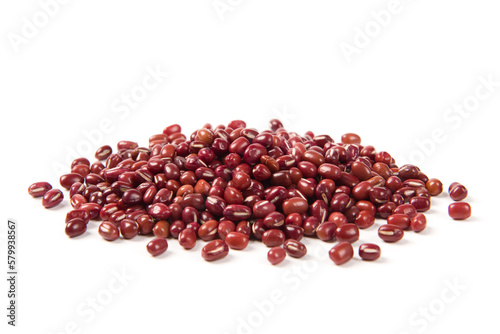 Raw red bean or azuki beans seeds isolated on white background