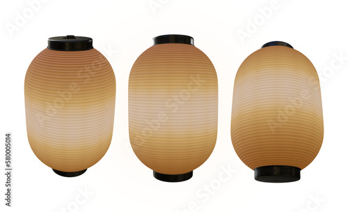 3d rendering japanese paper lantern bright light perspective view