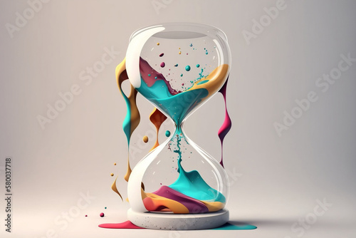 Czas alegoria - szklana klepsydra 3d - Time allegory - 3d glass hourglass hourglass - Generative