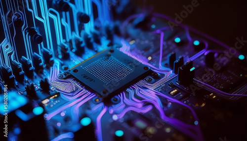 Close up of computer circuit board for Modern Technology