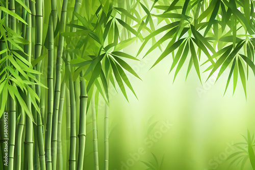 Green bamboo background fresh leaves on tree as nature ecology and environment concept. Generative Ai