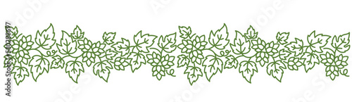 Humulus, hop floral ornament. Thick line pattern background. Editable outline stroke. Vector line.