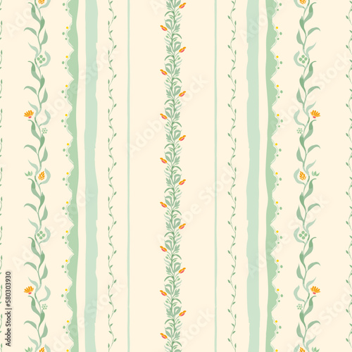 boho stripes floral pattern on light pastel background