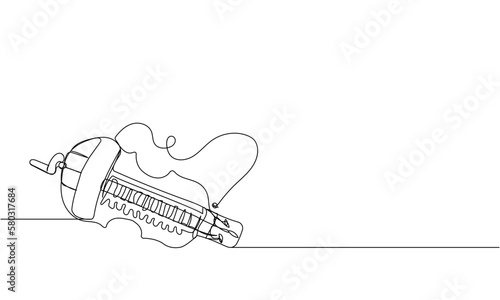 Lira, hurdy-gurdy one line art. Continuous line drawing of music, stringed lyre, lyra instrument, culture, ukrainian, ethnic, ukraine, traditional, musical, national, folk