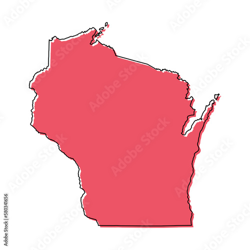 Wisconsin map shape, united states of america. Flat concept icon symbol vector illustration