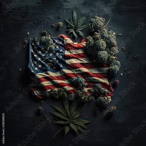 American Flag with Marijuana 4th of July - AI Generated