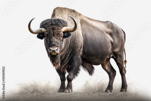 African buffalo on a white background. Generative AI