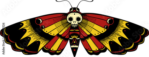 traditional tattoo of a deaths head moth