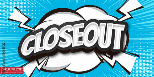 Closeout text effect editable three dimension comic font style