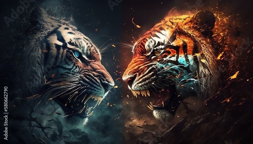 Two angry Tiger Generative AI