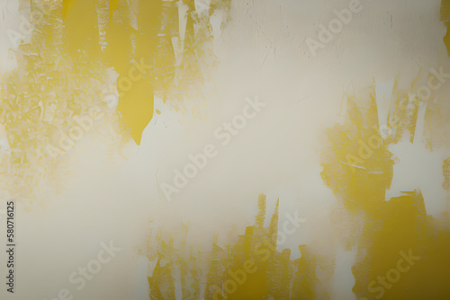 Wallpaper linoleum abstract White and golden messy wall stucco texture background. Decorative wall paint. 