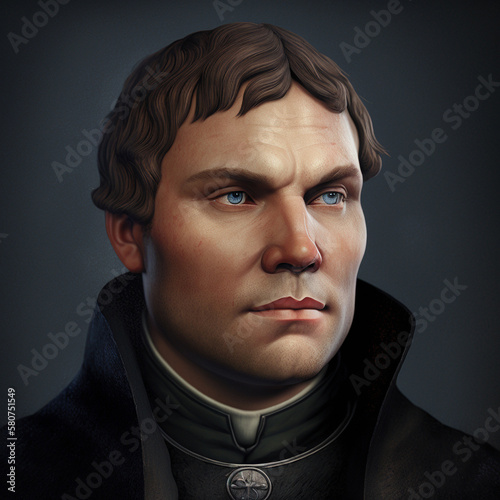 Martin Luther (1483-1546) theologian founder of Protestant Reformation, portrait based of Renaissance engravings and paintings. Content made with generative AI not based on real person.
