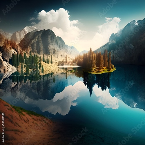 Generative AI image of a Lake