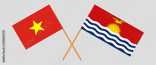 Crossed flags of Vietnam and Kiribati. Official colors. Correct proportion