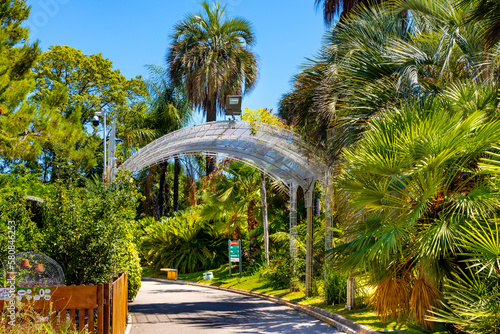 Parc Phoenix Park botanic and zoology garden with greenhouse and outdoor flora in Ouest Grand Arenas district of Nice on French Riviera in France