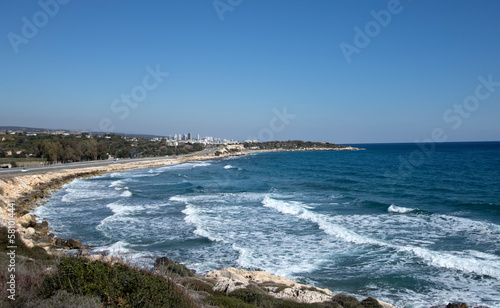 A far view of Yemiskumu town in Erdemli district of Mersin province in Turkey