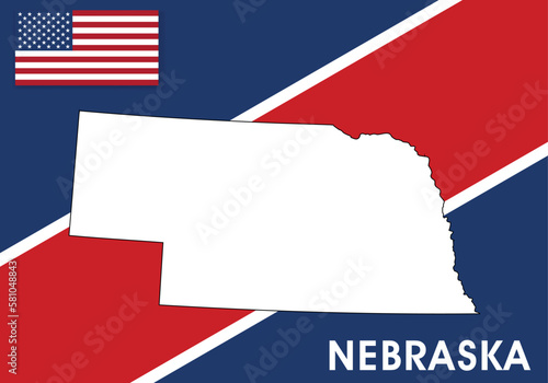 Nebraska - USA, United States of America Map vector template. white color map on flag background for design, infographic - Vector illustration eps 10