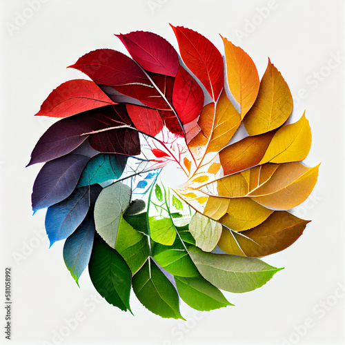 circle of season rainbow leaf , Generate AI