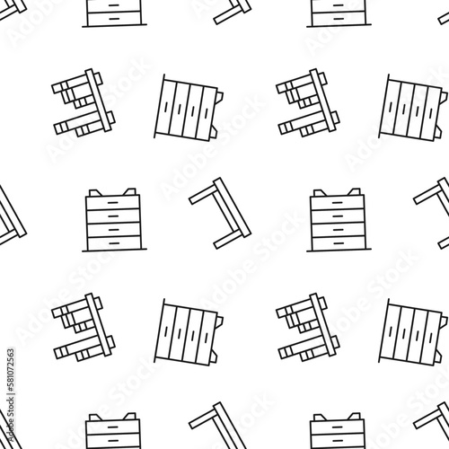 Vector repeating seamless pattern of bookshelf, table, dresser for wallpapers, wrappers, postcards, backgrounds