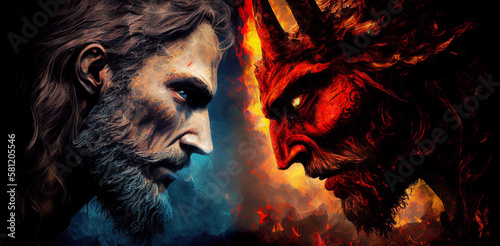 Jesus Christ face to face with lucifer the devil