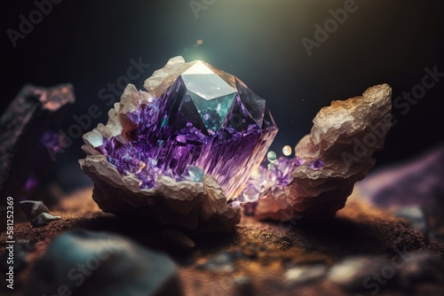 Amethyst close up, purple gemstone, Generative AI