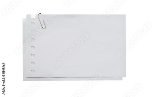 blank white note paper with clips