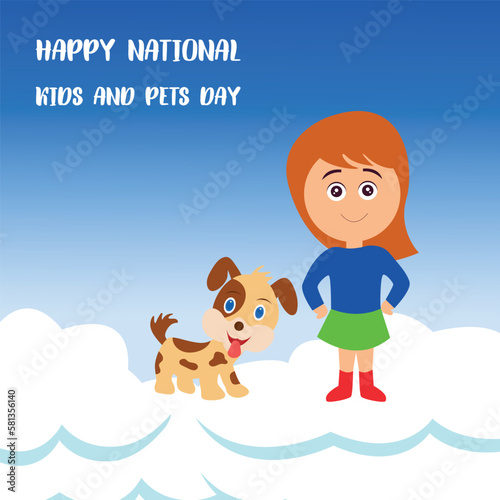 National Kids and Pets Day. Design suitable for greeting card poster and banner