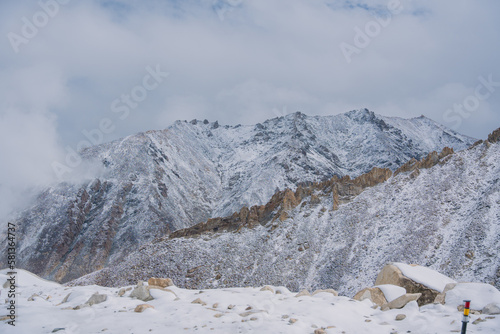 snow covered the mountain at Ladakh, Jammu and Kashmir, India