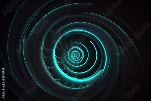 Agujero de gusano, espiral de colores de luces neón luminosos, deformación del espacio tiempo, generative ai.