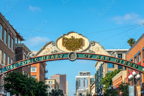 The vintage Gaslamp quarter sign in San Diego, California