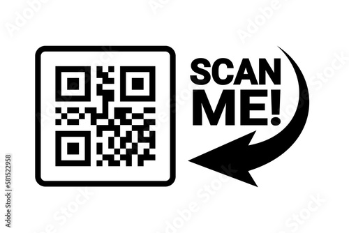 QR code scan icon set. Scan me frame. QR code scan for smartphone. QR code for mobile app, payment and identification. Vector illustration.