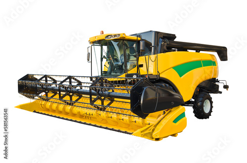 Modern agricultural combine, front view