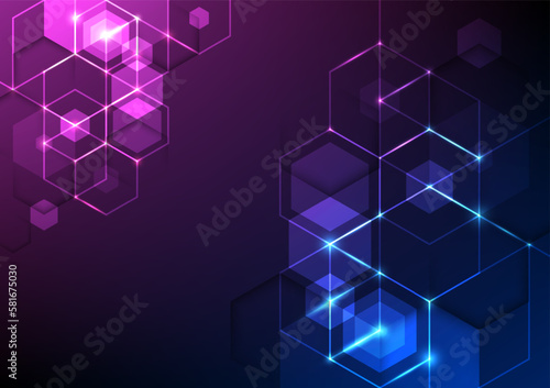 Abstract background consisting of set of hexagonal cells. Modern innovation communication technology business background. Background illustration vector.