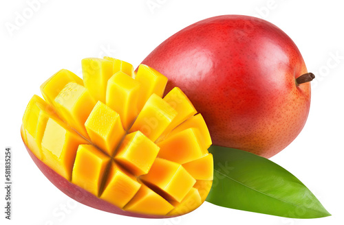 Delicious mango fruits cut out. Based on Generative AI