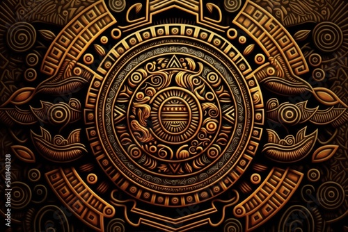 Background with Mayan patterns, adornments, background. Generative AI