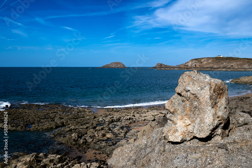 Ancient Stone Sculptures At Sculptured Rocks In Rotheneuf At The Atlantic Coast Near Saint Malo In Brittany, France
