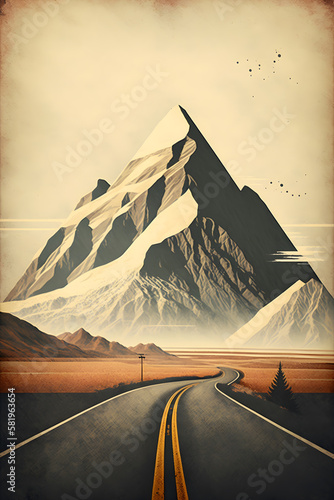 road in mountains illustrations