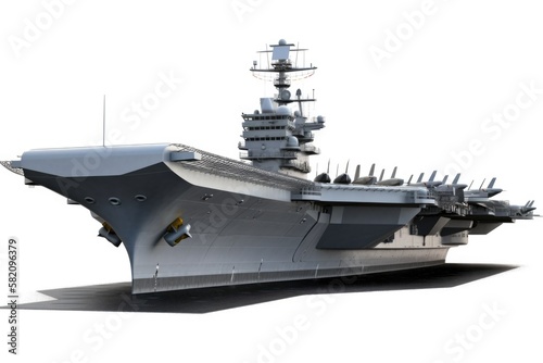 Aircraft Carrier Isolated on White Background, Generative AI