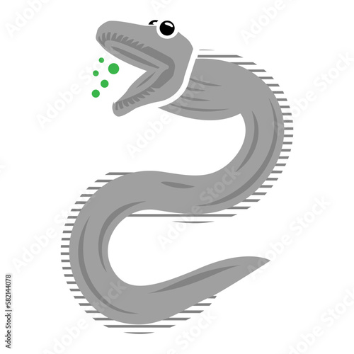 Eels or European conger concept, ray-finned fish vector design, Sea Food symbol, Underwater Animals aquatic Common species illustration 
