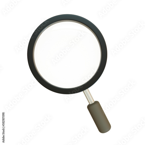 3d minimal magnifying glass. Search icon. Loupe icon. 3d illustration.