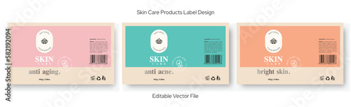 Skin care product label design anti aging anti acne bright skin healthy skin glowing skin cream label design, cosmetic labels vector collection templates. Premium skincare labels Illustration.