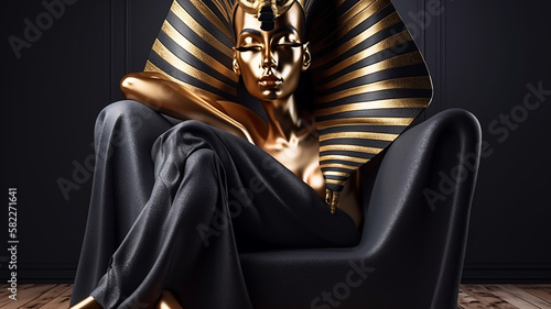 Historical Egyptian Queen Goddess Cleopatra Golden mask Statue