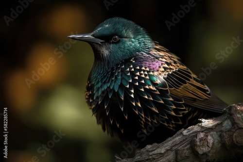 Common starling or European starling, also known simply as the starling in Great Britain and Ireland, is a medium sized passerine bird in the starling family, Sturnidae. Generative AI