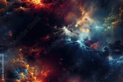 Cosmic scenery in outer space. Nebula. This image's components were provided by NASA. Generative AI