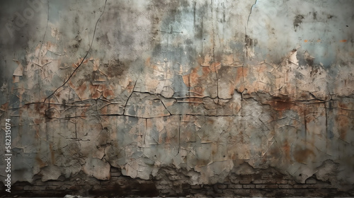 A high - quality image of a grunge concrete wall with cracks, stains, and chipped paint, ideal for urban or industrial - themed projects