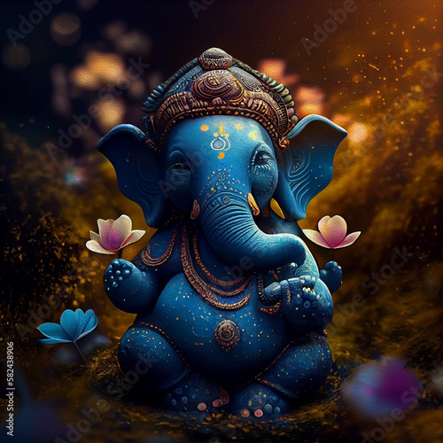 Ganesha illustration, Ganesh Chaturthi, Ganesh, Ganesha, Lord Ganesh, Lord Ganesha. Generative AI.