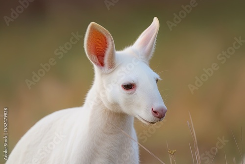 An albino kangaroo portrait. Generative AI