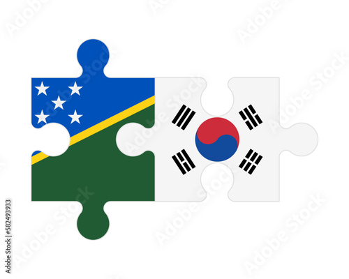 Puzzle of flags of Solomon Islands and South Korea, vector