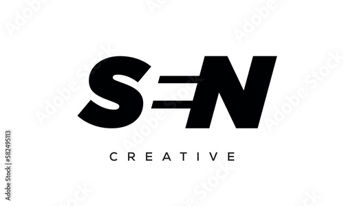 SEN letters negative space logo design. creative typography monogram vector 